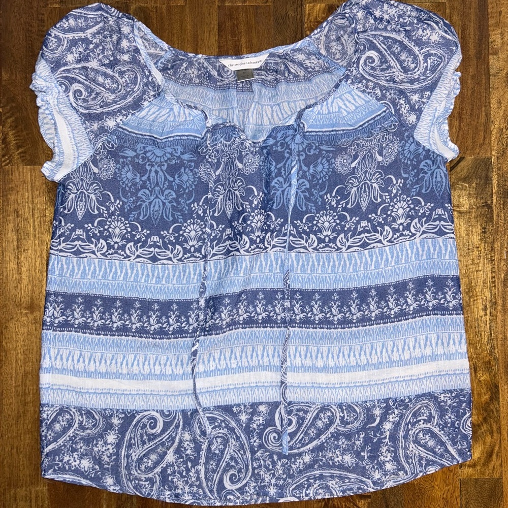 Christopher & Banks Blue Blouse Elegant Design